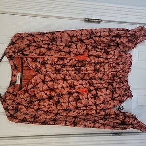 PORRIDGE ANTHROPOLOGIE SHIRT TOP BOHO ORANGE MEDIUM M TASSELS